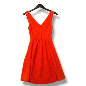 Maeve Orange‎ Textured Fit & Flare Dress Size 0 Back Cutout Anthropologie Retro